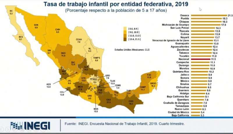ZACATECAS, ENTRE LOS ESTADOS CON MAYOR TASA DE TRABAJO INFANTIL