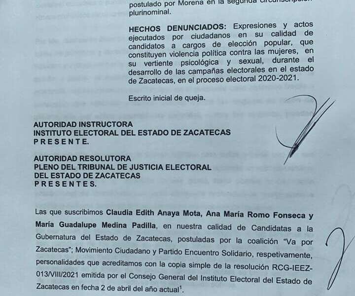 PRESENTAN CANDIDATAS QUEJA FORMAL CONTRA DAVID MONREAL