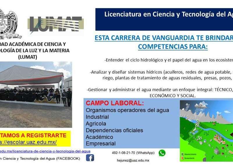 ABRIRÁ UAZ LICENCIATURA EN CIENCIA Y TECNOLOGÍA DEL AGUA