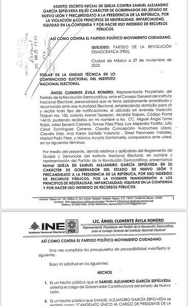 SOLICITAN CANCELACIÓN DE SAMUEL GARCÍA COMO PRECANDIDATO PRESIDENCIAL